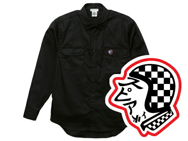 WORK SHIRT SPEED ADDICT TRADE MARK（ワークシャツスピードアディクトトレードマーク）BLACK 黒ブラック刺繍ワッペンワンポイントツイル長袖ミリタリーシャツネルシャツdickiesディッキーズben davisベンデイビスアメカジ古着