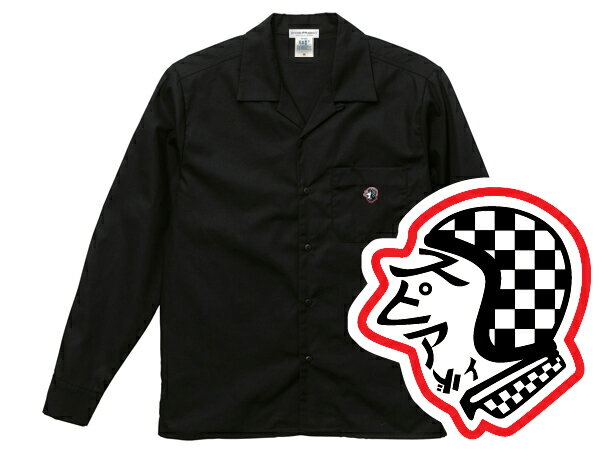 OPEN COLLAR WORK SHIRT SPEED ADDICT TRADE MARK（オープンカラーワークシャツスピードアディクトトレードマーク）BLACK 黒ブラックツイル開襟シャツデニムシャツウエスタンシャツrock mounthbarcラングラーleelevi'sリーバイス