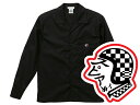 OPEN COLLAR WORK SHIRT SPEED ADDICT TRADE MARK（オープンカラーワークシャツスピードアディクトトレードマーク）BLACK 黒ブラックツイル開襟シャツデニムシャツウエスタンシャツrock mounthbarcラングラーleelevi 039 sリーバイス