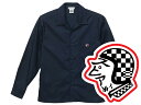 OPEN COLLAR WORK SHIRT SPEED ADDICT TRADE MARK（オープンカラーワークシャツスピードアディクトトレードマーク）NAVY 紺ネイビーツイル開襟シャツミリタリーシャツ刺繍ワッペンワンポイントdickies ディッキーズben davisusa