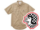 WORK SHIRT S/S SPEED ADDICT TRADE MARK POCKET（ワークシャツ半袖スピードアディクトトレードマーク）BEIGE ベージュ刺繍ワッペンワンポイントボーリングシャツキューバシャツディッキーズベンデイビスlevi'sリーバイスleerrl