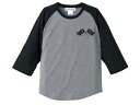 CHECKER FLAGS Raglan 3/4 Sleeves T-shirt（チェッカーフラッグラグラン3/4スリーブTシャツ）GRAY × BLACK カフェレーサーvespaべスパヴェスパlambrettaランブレッタmodsモッズtriumphトライアンフnortonノートン