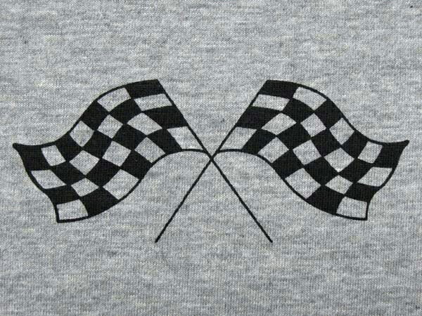 CHECKER FLAGS Raglan 3/4 Sleeves T-shirt（チェッカーフラッグラグラン3/4スリーブTシャツ）GRAY × BLACK カフェレーサーvespaべスパヴェスパlambrettaランブレッタmodsモッズtriumphトライアンフnortonノートン