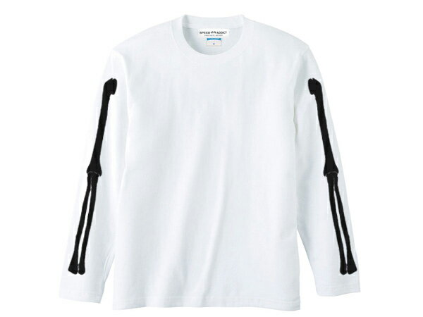 BONE L/S T-shirt（ボーンロングスリーブTシャツ）WHITE 白長袖ロンtee骸骨ガイコツ髑髏ドクロskullスカルスケルトンほね人体だまし絵vansonバンソンハードコアパンク袖プリントアメカジ古着50s60s70s80slowbrowアウトローブローアート