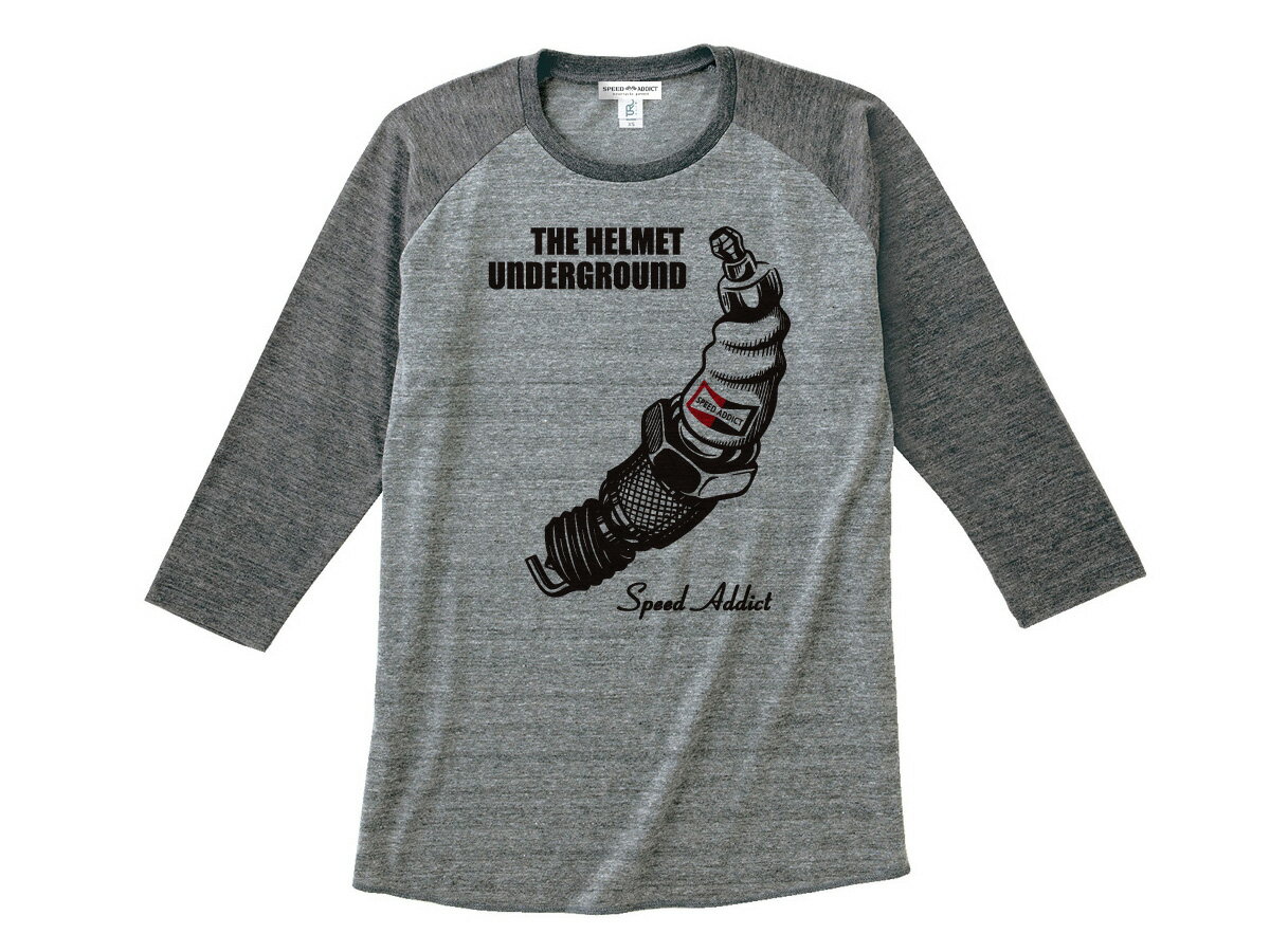 THE HELMET UNDERGROUND Raglan 3/4 Sleeves T-shirt（ヘルメットアンダーグラウンドラグラン3/4スリーブTシャツ）GRAY × BLACK ベースボールグレーブラック黒velvet underground nicodensoデンソーイリジウムタフchampion spark plug