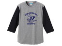 バイクモータ 3/4 Sleeves T-shirt（BIKE MOTOR 3/4スリーブTシャツ）GRAY × BLACK 七分袖長袖ロンtee片仮名カタカナ昭和レトロラビットスクーターシルバーピジョンミゼットサニトラハコスカtriumphマチレスbsanortonducatimvアグスタ