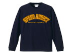 SPEED ADDICT COLLEGE LOGO L/S T-shirt（スピードアディクトカレッジロゴロングスリーブTシャツ）NAVY 紺ネイビー長袖tシャツロンteechampionチャンピオンsweatスウェットパーカートレーナーuclaharvardyaleアメカジ古着50s60s70s80s90s