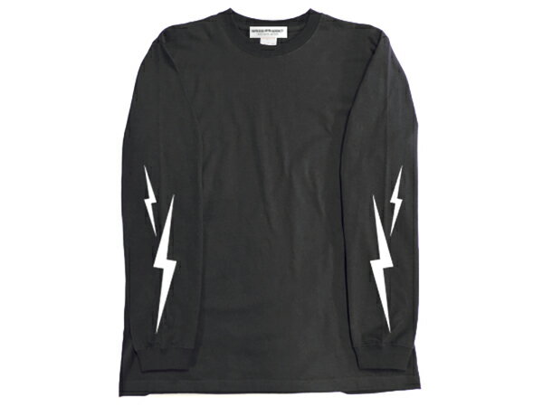 LIGHTNING BOLT L/S T-shirt（ライトニングボルトロングスリーブTシャツ）BLACK 長袖ロンt袖プリント稲妻雷カミナリ族暴走族国産旧車會ホットロッドアウトローエドロスラットフィンクヴォンダッチタトゥーレーサーレーシング