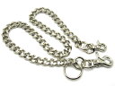 真鍮無垢（鋳物）DOUBLE CLIP WALLET CHAIN 喜平 カット面（BRASSブラス無垢イモノダブルクリップウォレットチェーンキヘイカット面）ニッケルシルバー艶有り 銀シルバーナスカン付きフックコードメンズ長財布サイフキーリングロング