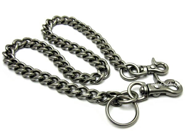 真鍮無垢（鋳物）DOUBLE CLIP WALLET CHAIN カット面（BRASSブラス無垢イモノダブルクリップウォレットチェーンカット面）ニッケルシルバー艶消し 銀マットシルバーナスカン付きフックコードメンズ長財布サイフ短財布ショートウォレット