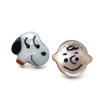 Paula Leekity Pierce Snoopy and Charlie Brown（ポーラ リーキティ ピアス スヌーピー＆チャーリー・ブラウン） indian jewelryスタッドピアスイヤリングpeanutsピーナッツフェイス顔ズニ族zuniマルチインレイデザインシェル貝サンゴ