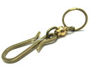 真鍮無垢（鋳物）角形釣り針 KEY HOOK（BRASSブラス無垢イモノ角形釣り針キーフック） 重厚感格好いいシブいリングカラビナアメカジストリートカジュアルシンプル金属製ズボンパンツベルトループポケットヤレ感