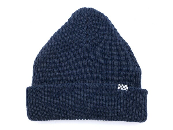 KNIT CAP（ニットキャップ）CHECKER INDIGO ネイビー 紺色 ニット帽子 チェッカーフラグ ハーレーダビッドソン 英車 トライアンフ カフェレーサー サーキット 二輪 オープンカー アメリカン ビーニー オフロード オフ車 エンデューロ