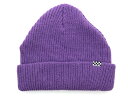 KNIT CAP（ニットキャップ）CHECKER PURPLE パープル 紫 ニット帽 ワッチキャップ ビーニーキャップ シンプル リブ編み おしゃれ 帽子 防寒 春 秋 冬 イベント アメカジ ヒップホップ ワンポイント アウトドア フリーサイズ ハロウィン