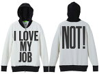 I LOVE MY JOB（NOT!）2TONE PARKA（I LOVE MY JOB（NOT!）ツートーンパーカー）WHITE × BLACK 会社員パワハラリストラサービス残業通勤出張転勤転職昇進独立定年退職宴会新卒就職活動ストライキ倒産過労死ストレス