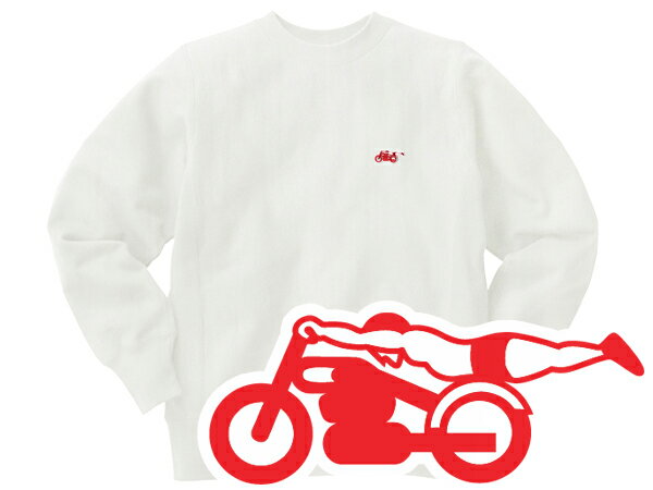 Champion Reverse Weave TYPE スピードアディクト SWEAT（チャンピオンリバースウィーブタイプSPEED ADDICTスウェット）WHITE × RED 白オフホワイトトレーナー裏起毛ワンポイントロゴ刺繍無地ヴィンセントブラックシャドウヴィンテージ