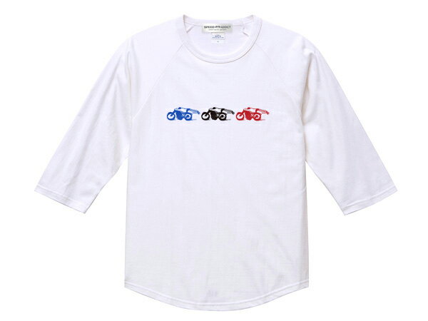 3スピードアディクト Raglan 3/4 Sleeves T-shirt（3SPEED ADDICTラグラン3/4スリーブTシャツ）WHITE 白七分袖世界最速のインディアンモトサイクルindian motocycleボンネビルソルトフラッツドラッグレースnascarマン島ttレースmoto gp