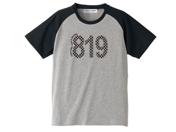 819 Raglan T-shirt 819ラグランTシャツ GRAY BLACK ツインカムソフテイルスポーツスター8831200アメリカンバイクCHECKERFLAGSチェッカーフラッグダートトラッカーオフロード車オフ車トレール…