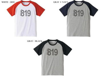 819 Raglan T-shirt（819ラグランTシャツ）WHITE × RED 白赤チェック柄バイカーファッションバイクウェアカフェレーサーmodsモッズvespaヴェスパtriumphトライアンフnortonノートン英車英国車国産車アメカジ古着