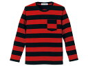 PRISONER BORDER POCKET L/S T-shirt（プリズナーボーダーポケットロングスリーブTシャツ）BLACK × RED ブラック黒色レッド赤色長袖アメカジシマプリズンニルバヴァーナグランジカジュアルパンクロックバンドドライブオートバイ囚人服