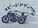 スピードアディクト T-shirt（SPEED ADDICT Tシャツ）GRAY 霜降り杢グレートライアンフbsanortonducatimv agstaピアジオベスパlambrettaroyal enfieldサンダーバードtr5トロフィーtr6t120ボンネビルt140t110タイガーカブt100tr7ロケット3