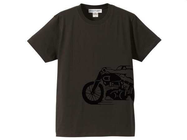 スピードアディクト サイドプリント T-shirt（SPEED ADDICTサイドプリントTシャツ）CHARCOAL チャコールグレー陸王メグロpiaggioピアジオvespaベスパrockersロッカーズace cafeエースカフェレーサーロイヤルエンフィールド50s60s70s80s