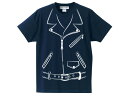 だまし絵 W RIDERS T-shirt（騙し絵トロンプルイユ（trompe-l 039 oei）WライダースTシャツ）NAVY ネイビーw riders jacketsjkt本革ジャン皮schottショットvansonバンソンlewis leathersルイスレザーワンスター613usa61864122834363840424446