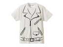 だまし絵 W RIDERS T-shirt（騙し絵トロンプルイユ（trompe-l 039 oei）WライダースTシャツ）WHITE 白ジャケットw riders jacketsjkt本革ジャン皮schottショットkadoyaカドヤcafe racerタキシードアメカジ古着アメリカusaパンクロックuk32