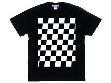 【在庫有 即納】【10,000円（税別）以上お買上で送料無料】5°CHECKER ラバープリント T-shirt（5°チェッカーラバープリントTシャツ） 半袖白黒市松模様checkerflag格子柄チェック柄カフェレーサーvespaべスパヴェスパlambrettaランブレッタmodsモッズアメリカンレーシング