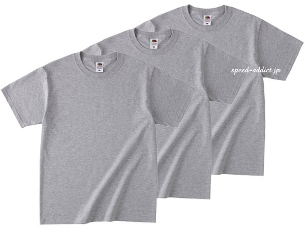 楽天SPEED ADDICT 楽天市場店FRUIT OF THE LOOM 日本人向け仕様 T-shirt 3pc SET（フルーツオブザルームTシャツ3枚組）GRAY 灰色グレーパックtpacktee無地tアメリカ綿usacottonクルーネックcrewneckアメカジsetラギット定番半袖shortsleeves/s