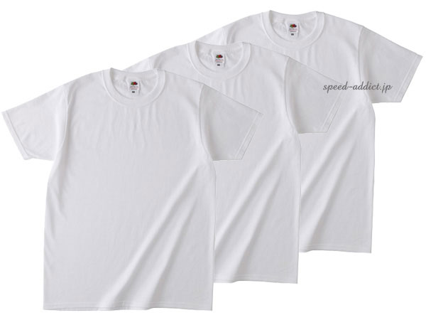 楽天SPEED ADDICT 楽天市場店FRUIT OF THE LOOM 日本人向け仕様 T-shirt 3pc SET（フルーツオブザルームTシャツ3枚組）WHITE 白ホワイトパックtpacktee無地tアメリカ綿usacottonクルーネックcrewneckアメカジラギット定番半袖shortsleeves/s