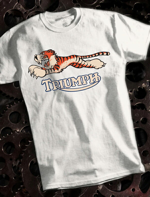 METRO RACING TRIUMPH TIGER T-shirt メトロレーシングトライアンフタイガーTシャツ WHITE 白ホワイト6tサンダーバードtr5トロフィーtr6t120ボンネビルt140t110タイガーカブt20t100tr7デイトナ…