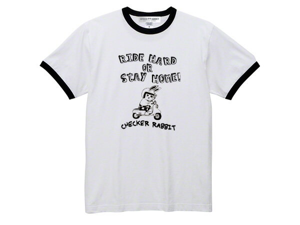 CHECKER RABBIT Ringer T-shirt（チェッカーラビットリンガーTシャツ） trimトリムtee富士重工業ラビットスクーターs301s601vespaベスパlambrettaランブレッタ鉄スクーターシルバーピジョンジョルノクレアスクーピー兎ウサギmodsモッズ