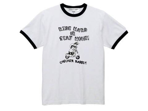 CHECKER RABBIT Ringer T-shirt（チェッカーラビットリンガーTシャツ） trimトリムtee富士重工業ラビットスクーターs301s601vespaベスパlambrettaランブレッタ鉄スクーターシルバーピジョンジョルノクレアスクーピー兎ウサギmodsモッズ