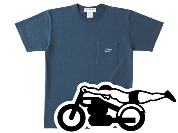 スピードアディクト POCKET T-shirt SPEED ADDICTポケットTシャツ DENIM 青デニムインディゴポケteeハーレーサイドバルブフラットヘッドナックルヘッドパンヘッドショベルヘッドエボスポーツス…