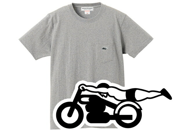 SUPER HEAVY WEIGHT スピードアディクト POCKET T-shirt（スーパーヘヴィーウェイトSPEED ADDICTポケットTシャツ）GRAY 霜降り杢グレー厚手生地無地ポケtee刺繍ワッペンワンポイントhanes beefyヘインズビーフィーメンズ男女兼用半袖