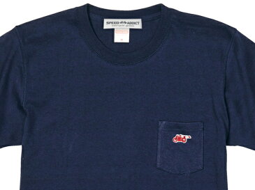 SUPER HEAVY WEIGHT スピードアディクト POCKET T-shirt（スーパーヘヴィーウェイトSPEED ADDICTポケットTシャツ）NAVY 紺ネイビー厚手無地ポケtee刺繍ワッペンワンポイントgoodwearグッドウエアfruit of the loomフルーツオブザルーム