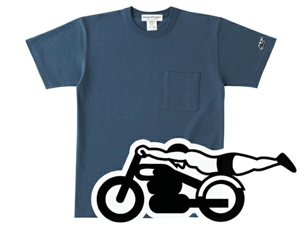 袖スピードアディクト POCKET T-shirt 袖SPEED ADDICTポケットTシャツ DENIM 青デニムインディゴポケtee刺繍ワッペンワンポイントvincentblack shadowアメカジ古着usa50s60s70sエースカフェレ…