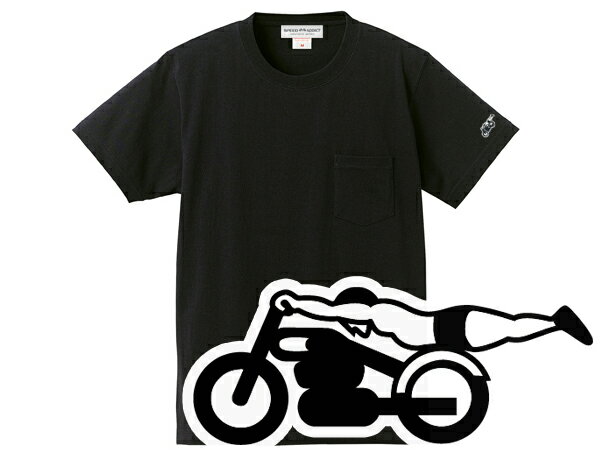 SUPER HEAVY WEIGHT 袖スピードアディクト POCKET T-shirt（スーパーヘヴィーウェイト袖SPEED ADDICTポケットTシャツ）BLACK 黒厚手生地無地ポケtee刺繍ワッペンワンポイントgoodwearグッドウエアcamberキャンバーマックスウェイト80s90s 1