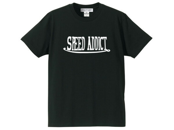 SPEED ADDICT KUSTOM LOGO フロッキープリント T-shirt（スピードアディクトカスタムロゴTシャツ）BLACK 黒hot rodホットロッドvon dut..