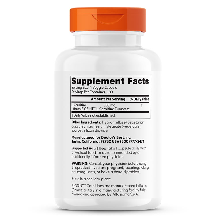L-カルニチンフマル酸塩 500mg 180粒 Doctor's BEST ドクターズベスト サプリメン...