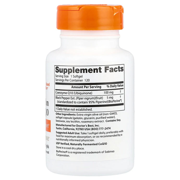 高吸収 コエンザイムQ10 CoQ10 100mg ソフトジェル 120粒 Doctor's BEST（ドクターズベスト）High Absorption CoQ10（100mg）120softgels 3