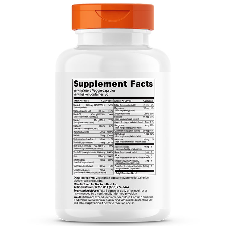ドクターズベスト マルチビタミン + ビタシャインD3 & クアトレフォリック 90粒 ベジカプセル Doctor's Best Multi-Vitamin with Vitashine D3 and Quatrefolic サプリメント 栄養補助食品 speed-10014696 アメリカサプリ専門スピードボディ サンプル画像2
