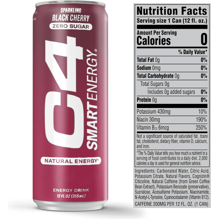 セルコア C4 スマートエナジードリンク ブラックチェリー355ml 12本入り RTD: Cellucor C4 Smart Energy: Black Cherry (12/16oz) 【お取り寄せ商品】【合わせて買いたい】 2