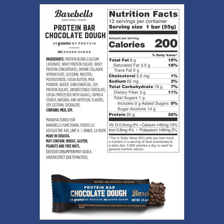 ベアベル プロテインバー チョコレートドウ 12本入り Barebells Protein Bar Choco...