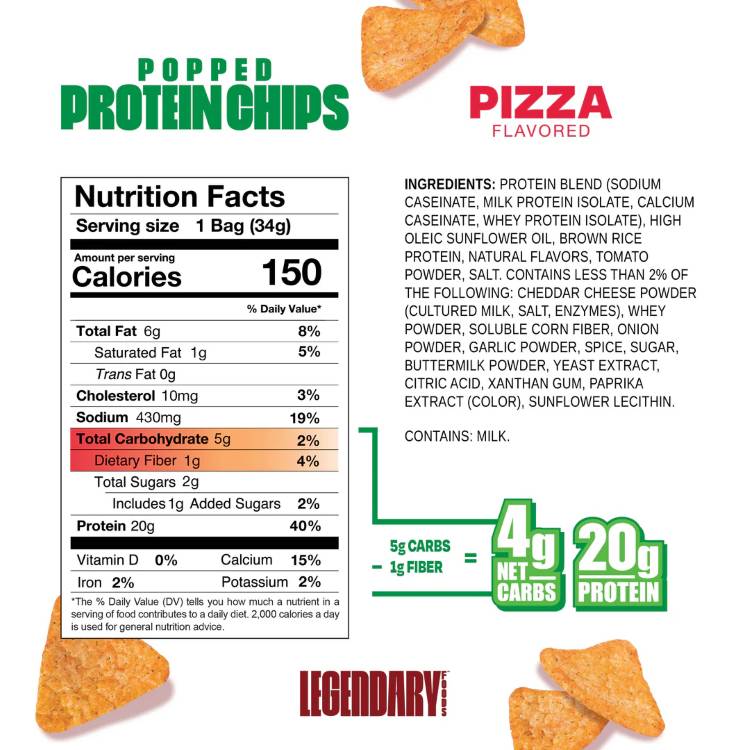 レジェンダリー プロテインチップ ピザ 7個入り Legendary Protein Chips: 7pk Piz...