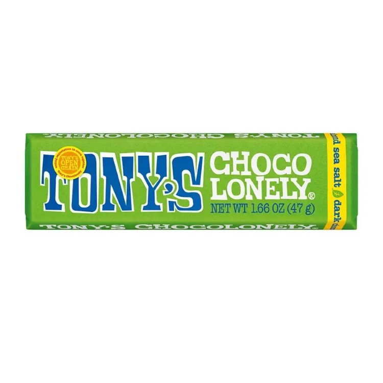 トニーズチョコロンリー 51% ダークチョコレート アーモンド＆シーソルト 47g Tony's Chocolonely 51% Dark Chocolate Bar With Almonds & Sea Salt 1.66 oz. 【お取り寄せ商品】