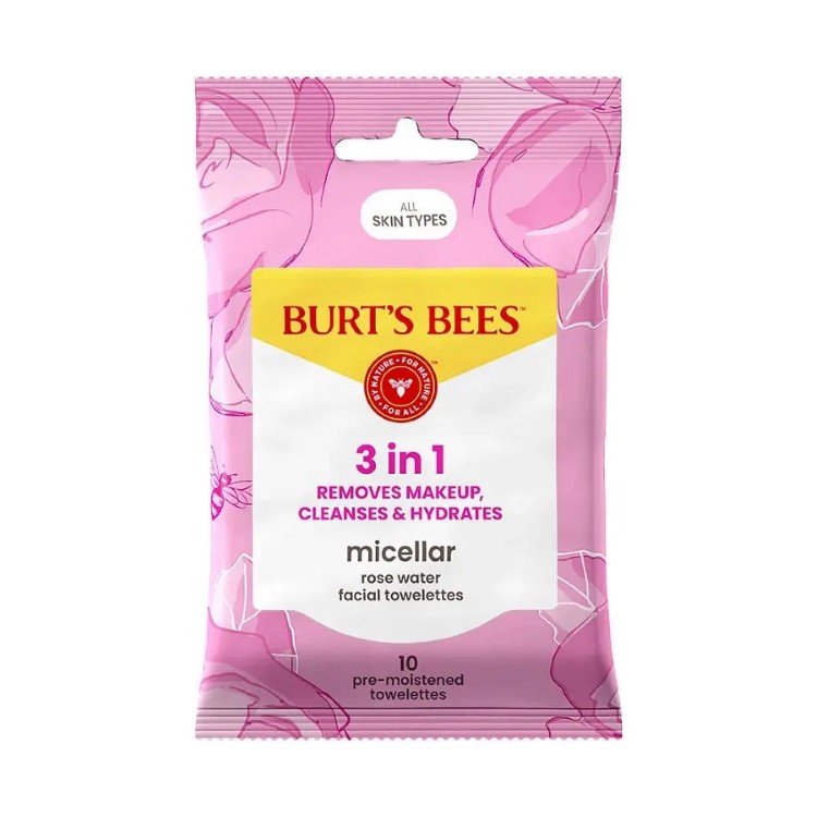 バーツビーズ ローズ ミセラー 3-in-1 フェイシャルタオレット 10枚入り Burt's Bees Micellar Rose 3-in-1 Facial Towelettes 10 count 【お取り寄せ商品】