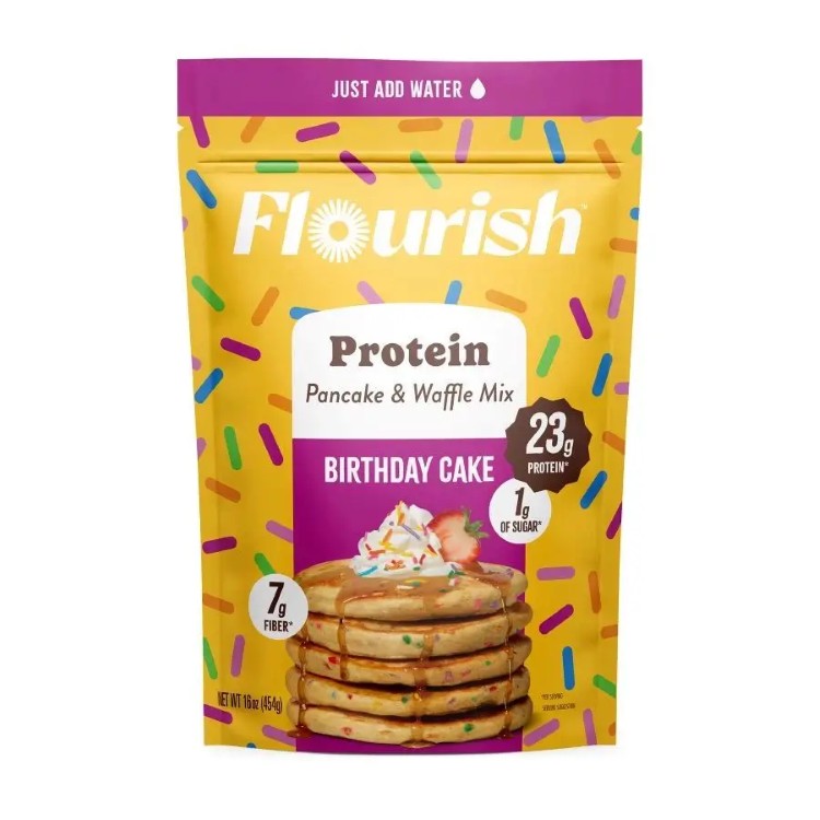 フローリッシュ バースデーケーキ プロテイン パンケーキミックス 454g Flourish Birthday Cake Protein Pancake Mix 16 oz. 【お取り..