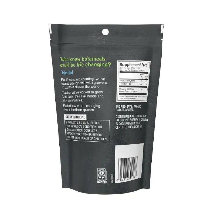 アメリカサプリ専門スピードボディのフロンティアコープ オートストロー グリーントップ オーガニック 62g Frontier Co-op Oatstraw Green Tops, Organic 2.19 oz. 【お取り寄せ商品】｜アングル2